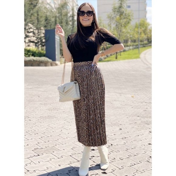 Zara Faux Leather Pleated Snakeskin Skirt Sz XS, M NWT - Picture 12 of 16